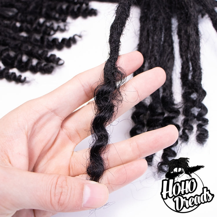 （Natural black）Human Hair Loc Extensions With Curly Ends
