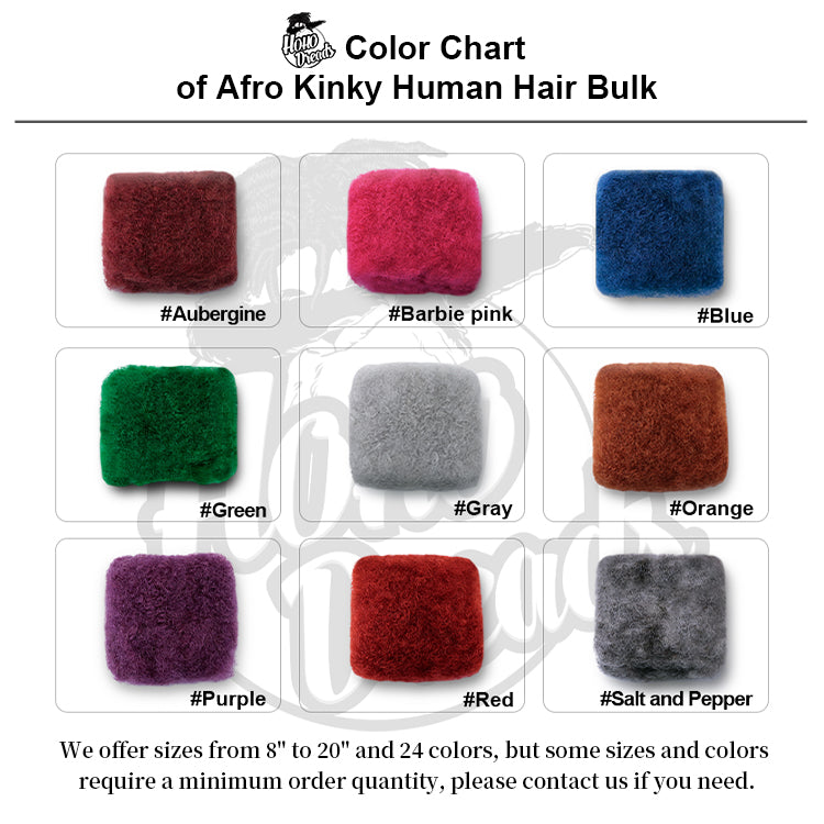 (Bright color) Afro kinky human hair bulk (1 bundles/ pack)